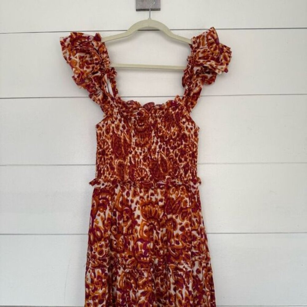 Revolve House of Harlow Women’s Extra Small Orange Zoey Maxi Dress patterned